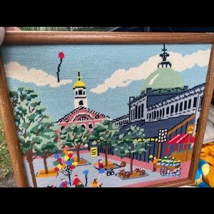 Colorful Framed Needlepoint Art
